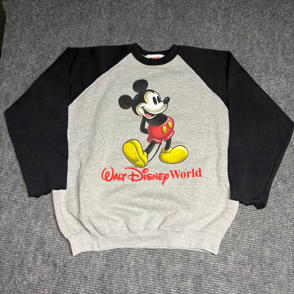 Vintage‎ Walt Disney World Mickey Mouse Sweatshirt Mens XXL Gray Black Vintage